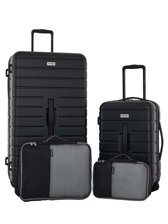 4-Piece 8-Wheel Expandable Hard Side Trunk-Style Luggage Set - Black