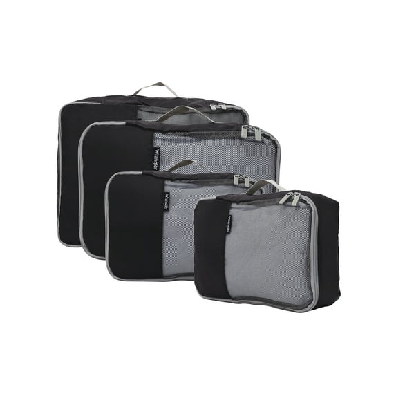 Wrangler 4-piece Packing Cubes Set for Luggage, Black