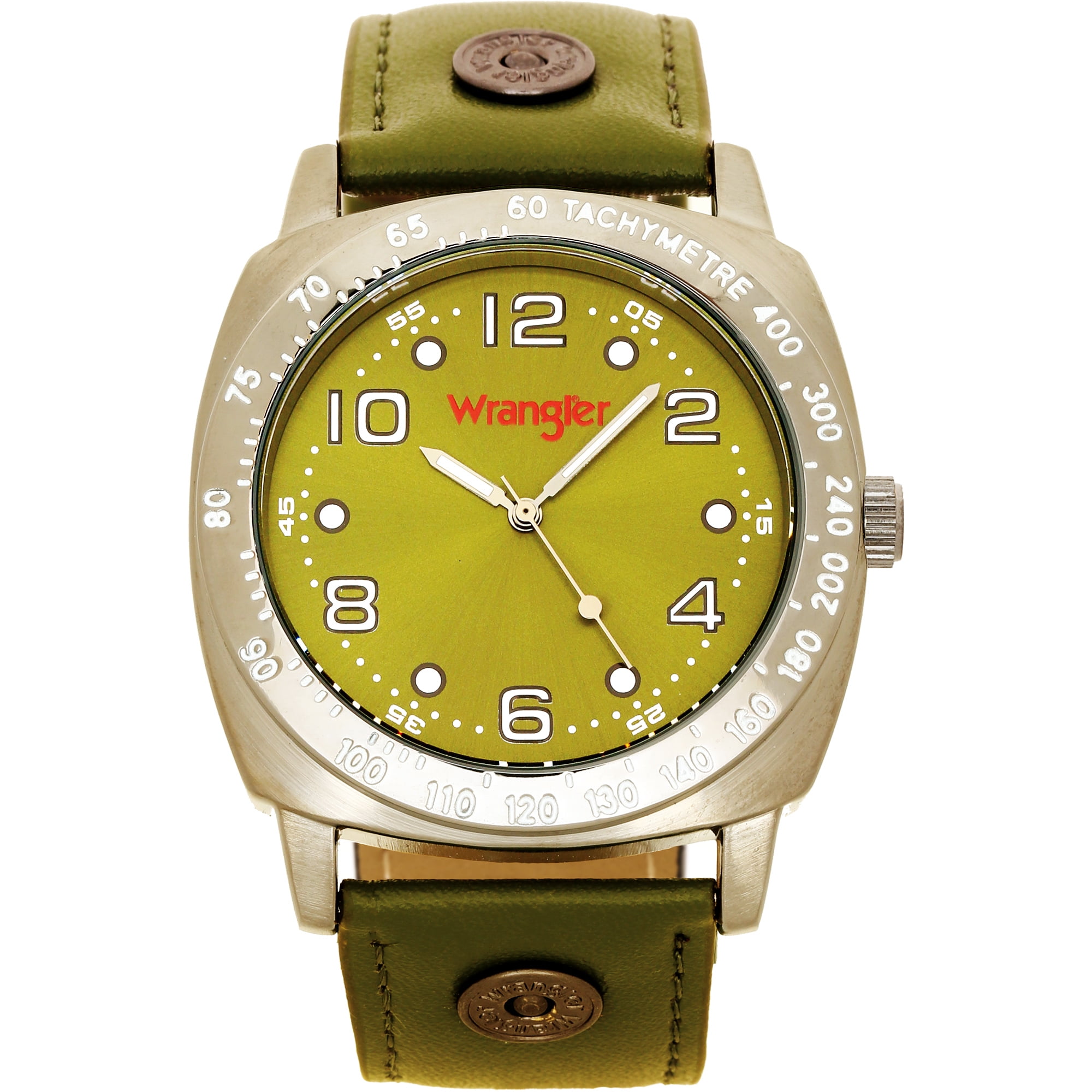Wrangler 42mm Cushion Shaped Green Dial, Green Strap Watch