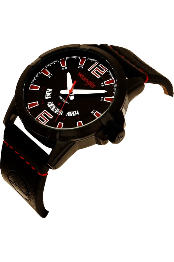 45mm Black Dial Black Strap Watch