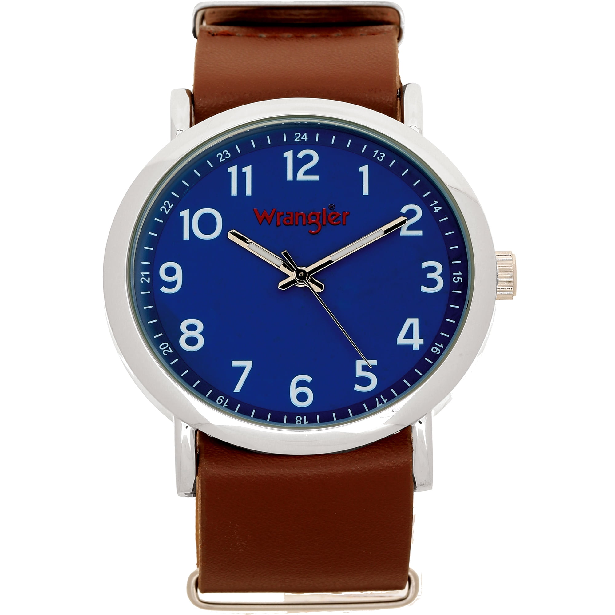 Wrangler Men's Watch, 48mm Silver Case, White Dial Face, Brown Band, Date  (WRW5602-7B5) : Wrangler: Amazon.in: Watches