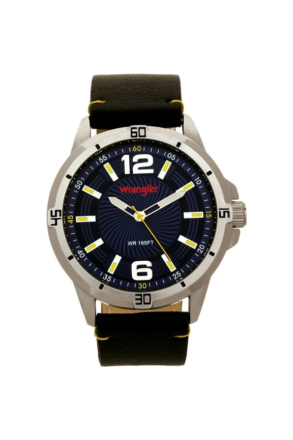 48mm Blue Dial, Black Strap Watch