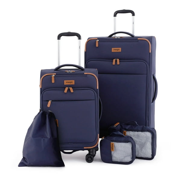 Wrangler 5pc Soft-side Spinner Travel Luggage Set, Navy