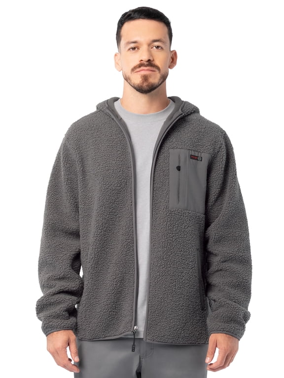 ATG Men's Burley Long Sleeve Faux Shearling Full Zip Backpacking Hoodie Jacket, size S-3XL