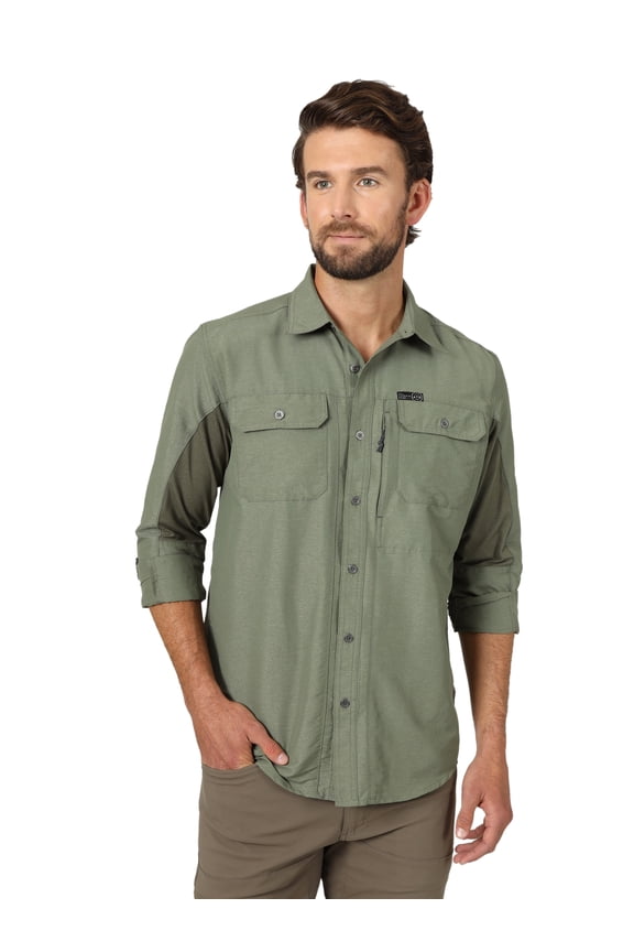 ?? ATG Men's Mixed Material Shirt with UPF 40+ Protection, S-4XL