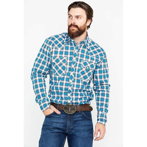 Wrangler Apparel Mens 20X Checkered Shirt XL Blue