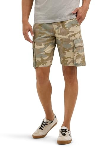 Wrangler Authentics Men's Cargo Short, Jungle Neutral Gray Camo