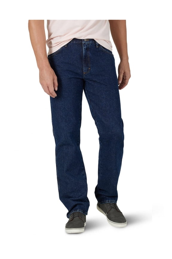 Authentics Men's Classic 5-Pocket Regular Fit Cotton Jean, Dark Rinse, 40W x 28L
