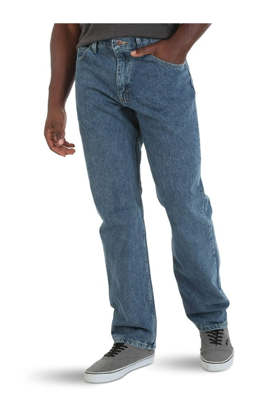 Authentics Men's Classic 5-Pocket Relaxed Fit Cotton Jean, Vintage Stonewash, 40W x 29L