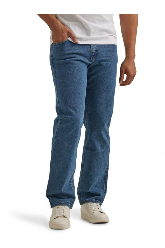 Authentics Men's Classic 5-Pocket Relaxed Fit Jean, Dark Stonewash Flex, 38W x 28L