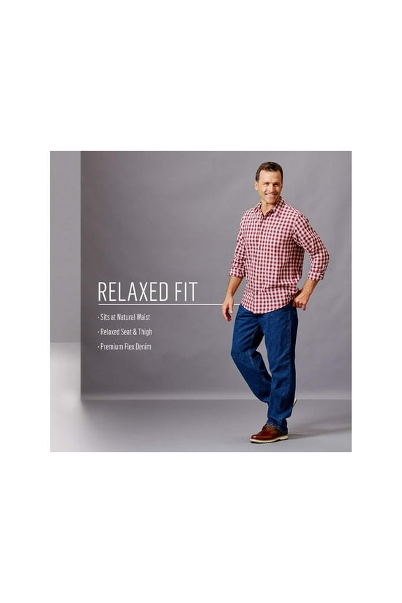 Mens Jeans 42x30 Classic Relaxed Fit Flex Stretch 42