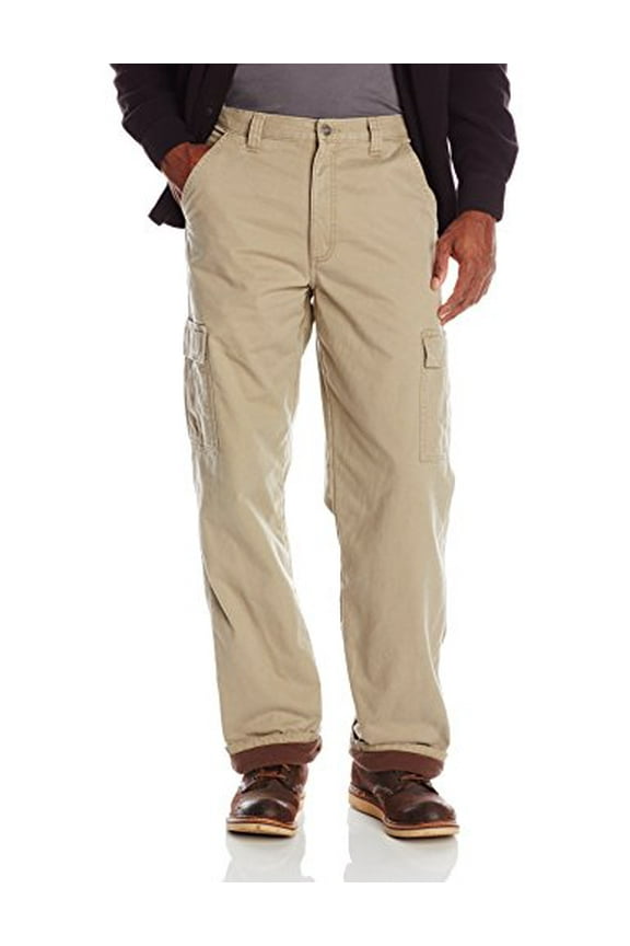 Authentics Men's Fleece Lined Cargo Pant, British Khaki Twill, 34W x 34L