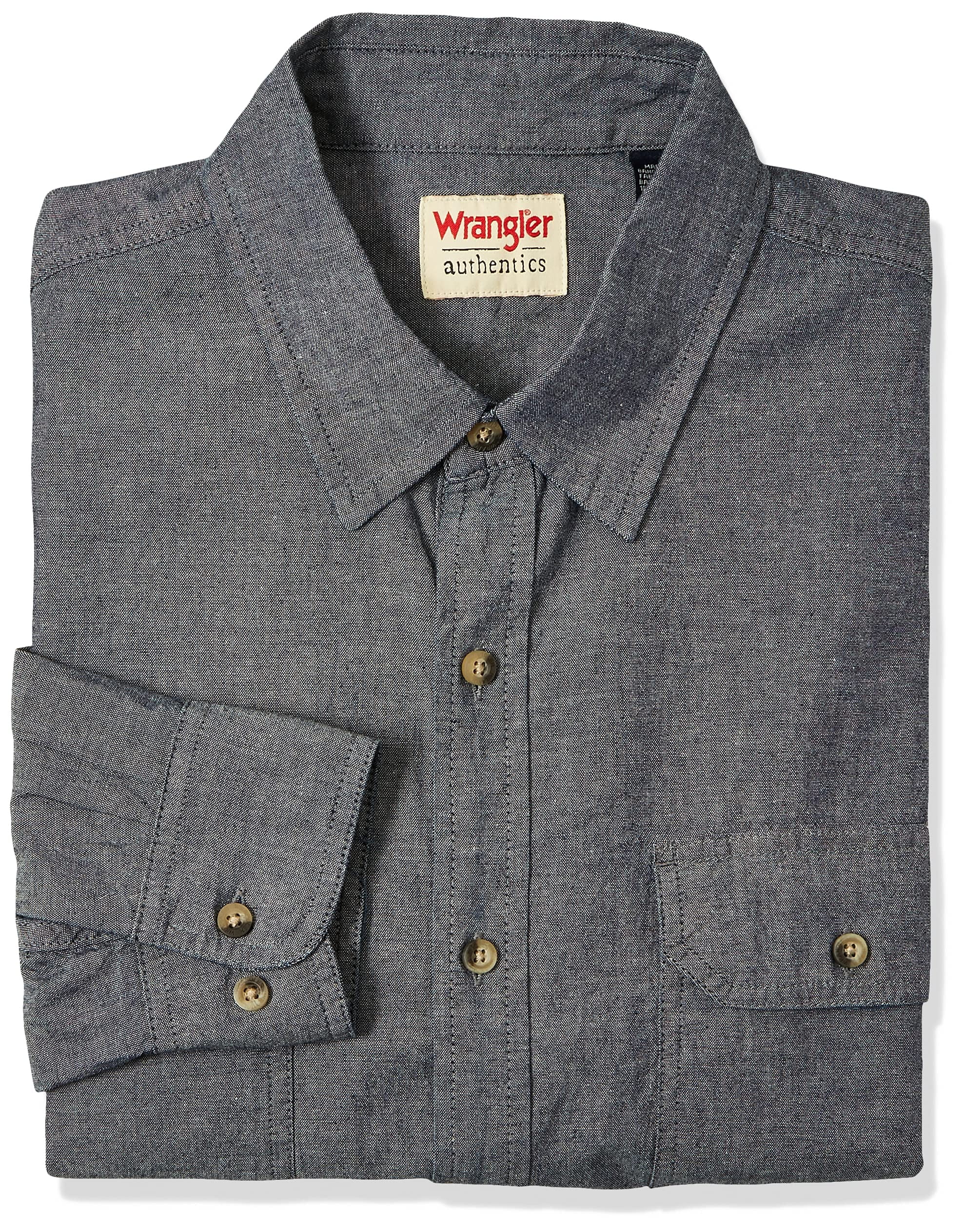 Wrangler Authentics Men s Long Sleeve Classic Woven Shirt Grey