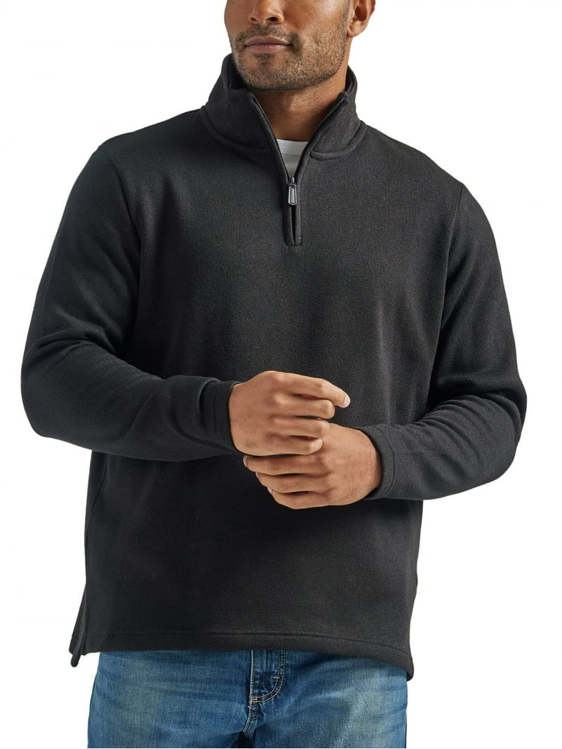 Wrangler Men's Long Sleeve Fleece Quarter-Zip, Caviar, 3X-Large