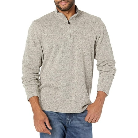 Wrangler Authentics Men's Long Sleeve Fleece Quarter-Zip Medium Light Heather Gray