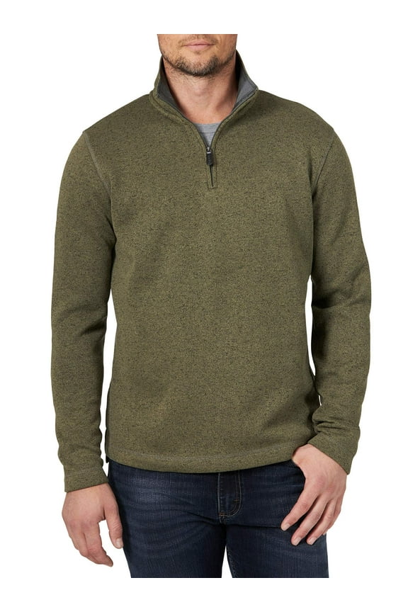 Authentics Men's Long Sleeve Fleece Quarter-Zip, Olive Night, Small
