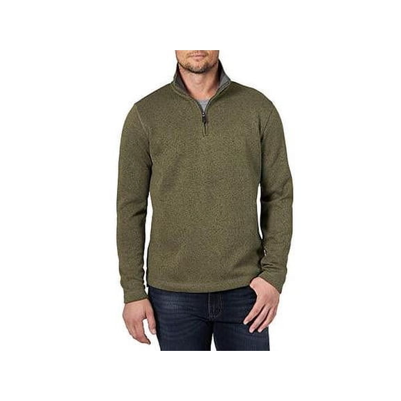 Wrangler Authentics Men's Long Sleeve Fleece Quarter-Zip, Olive Night, X-Large