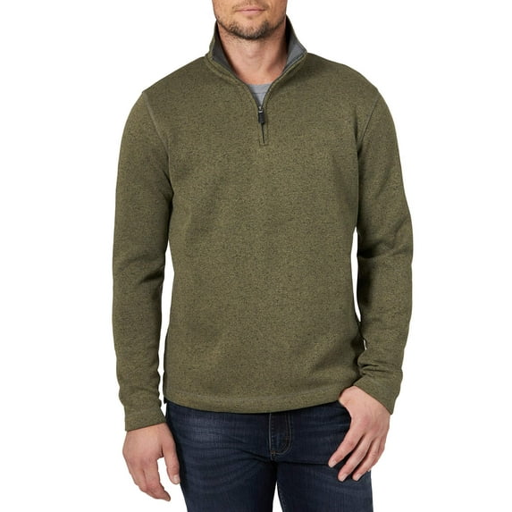 Wrangler Authentics Men's Long Sleeve Fleece Quarter-Zip, Olive Night, XX-Large