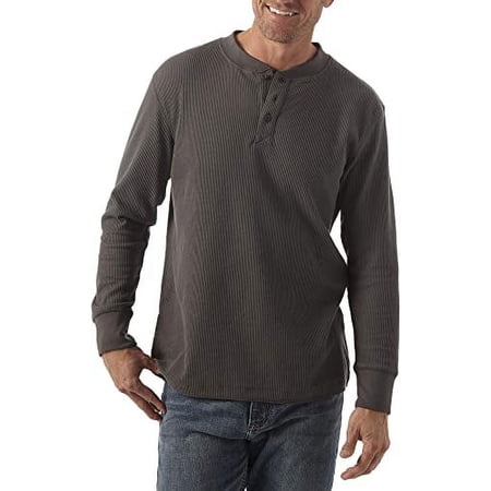 Wrangler Authentics Men's Long Sleeve Waffle Henley, Dark Charcoal, 3X-Large