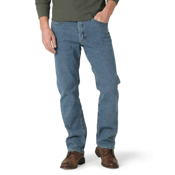 Wrangler Authentics Men's Regular Fit Comfort Flex Waist Jean, Light Stonewash, 34W x 36L