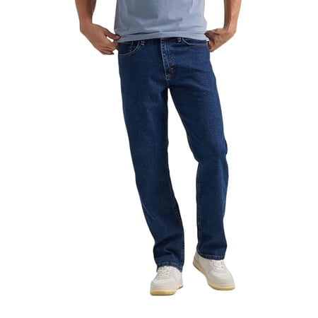 Wrangler Authentics Men's Relaxed Fit Comfort Flex Jean, Dark Stonewash, 42W x 32L