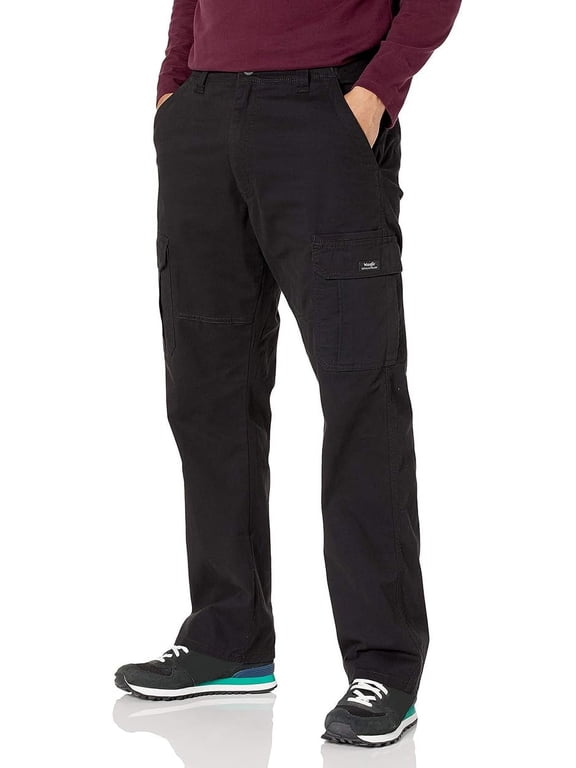 Authentics Men's Relaxed Fit Stretch Cargo Pant, Black, 32W x 30L