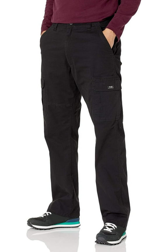 Authentics Men's Relaxed Fit Stretch Cargo Pant, Black, 40W x 32L