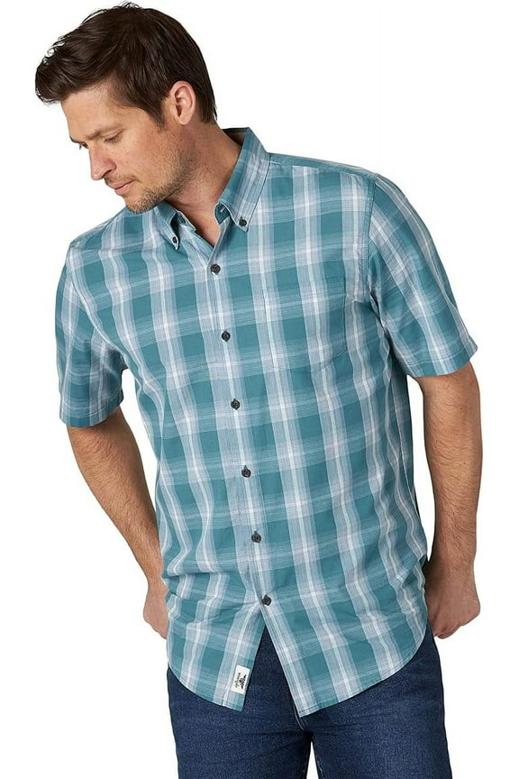 Authentics Men's Short Sleeve Classic Plaid Shirt, Brittany Blue Plaid, X-Large