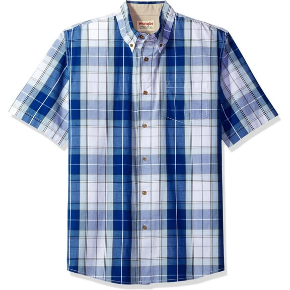 Wrangler Authentics Men's Short Sleeve Classic Plaid Shirt X-Large Bright White