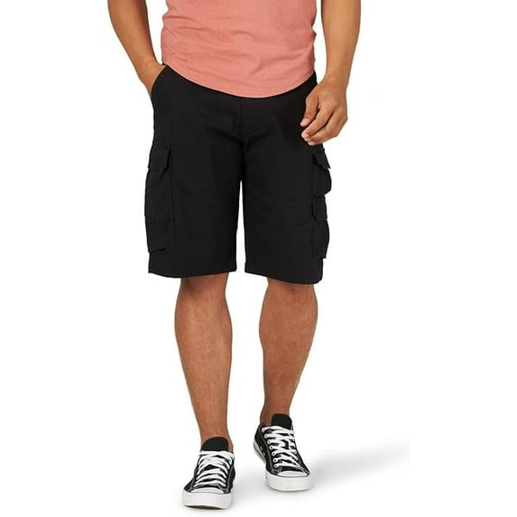 Wrangler Authentics Men's Stretch Twill Cargo Shorts, Black Twill, 30