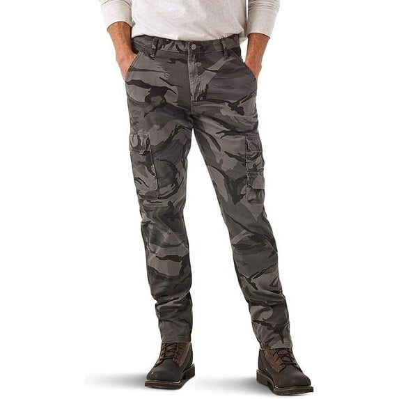Wrangler Authentics mens Regular Tapered Cargo Pants, Grey Camo, 42W x 32L