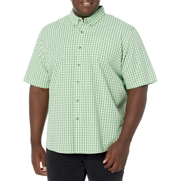 Wrangler Authentics mens Short Sleeve Classic Plaid shirt, Forest Shade, Large US