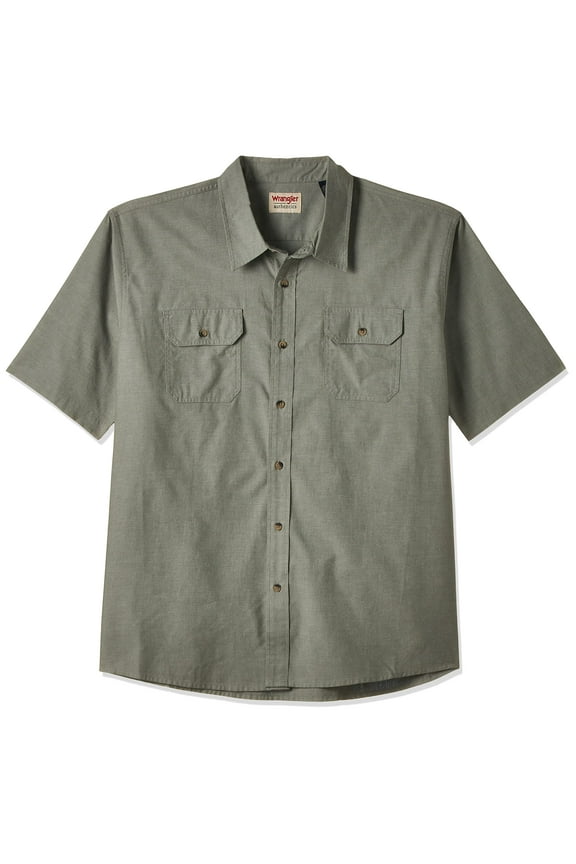Authentics mens Short Sleeve Classic Woven Shirt, Sea Spray Chambray, Large US