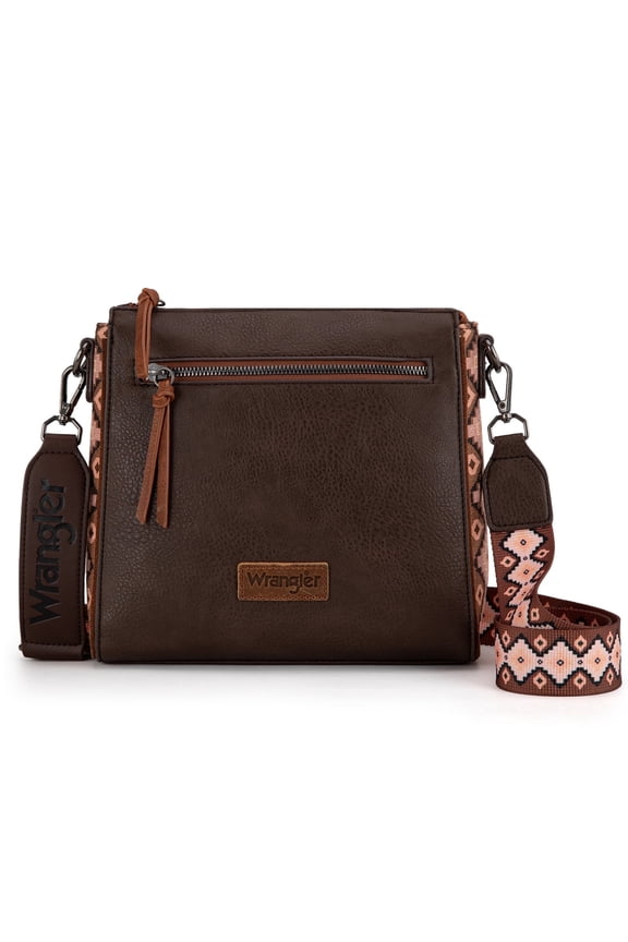 Wrangler Aztec Crossbody Bags Boho Shoulder for Women, Coffee
