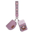 thumbnail image 1 of Wrangler Aztec Keychain Wristlet Wallets for Women Western Dual Pouch Wristlet Credit Card Holder Wallet with Zipper Pocket, Aztec-Purple, 1 of 8