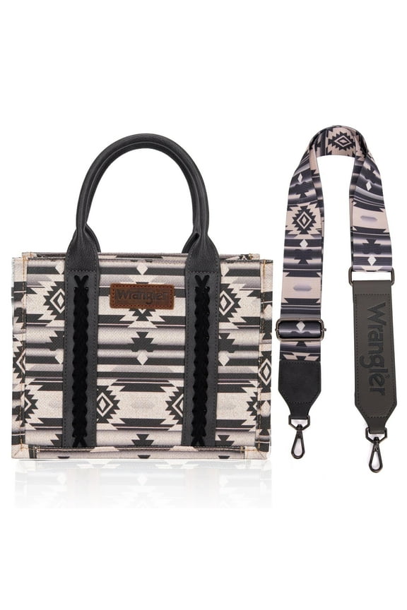 Wrangler Aztec Tote Bag for Women Boho Shoulder Purses and Handbags, Black