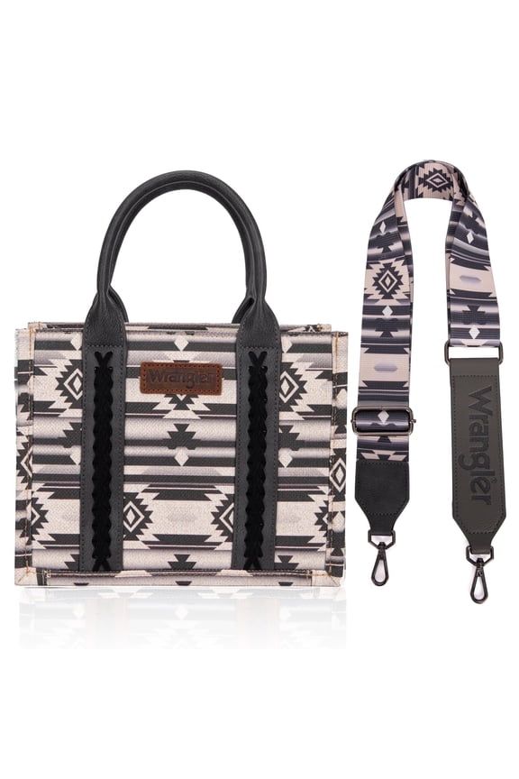 Wrangler Aztec Tote Bag for Women Boho Shoulder Purses and Handbags, Black