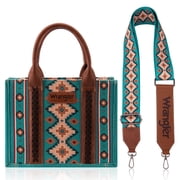 Wrangler Aztec Tote Bag for Women Boho Shoulder Purses and Handbags, Turquoise
