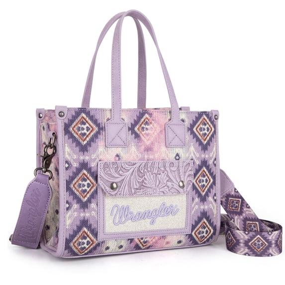 Wrangler Aztec Tote Bag for Women Western Purses and Handbags, Pastel Purple