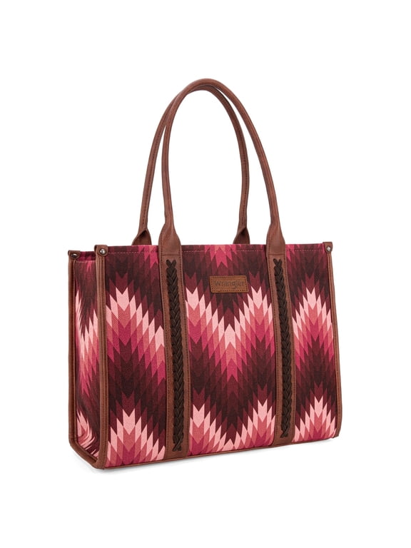 Wrangler Aztec Tote Bag for Women Western Top Handle Handbags and Purses, Pink