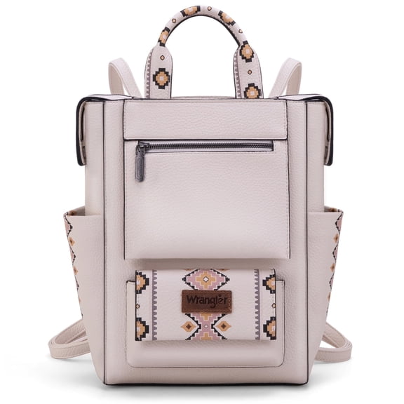 Wrangler Aztec Women Backpack Purse Convertible Fashion Ladies Anti Theft with Adjustable Strap, Beige