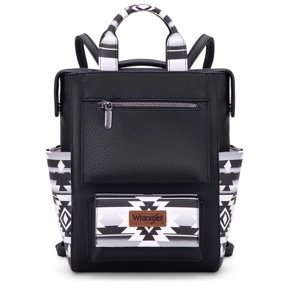 Wrangler Aztec Women Backpack Purse Convertible Fashion Ladies Anti Theft with Adjustable Strap, Black