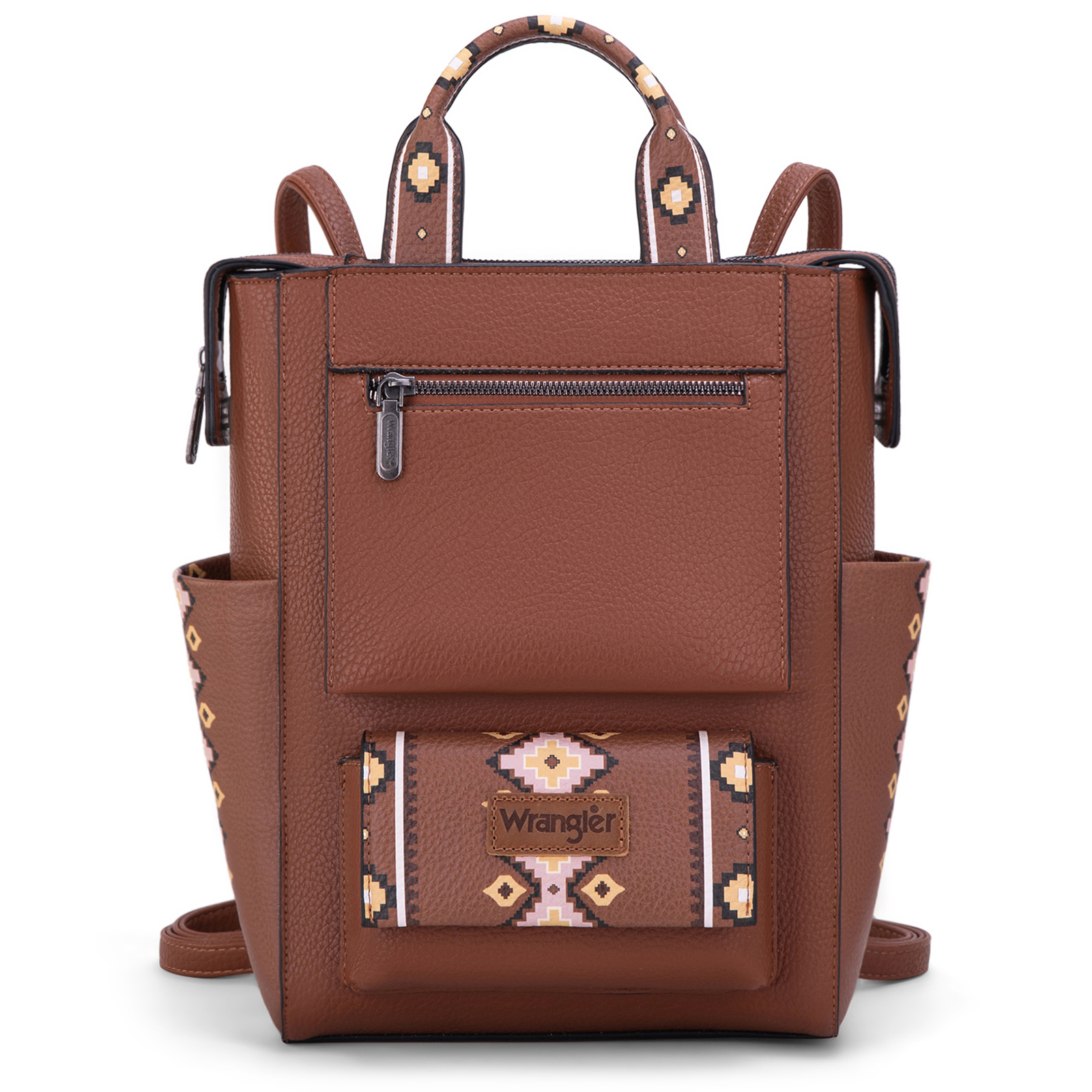 Wrangler Aztec Women Backpack Purse Convertible Fashion Ladies Anti Theft with Adjustable Strap, Dark Brown