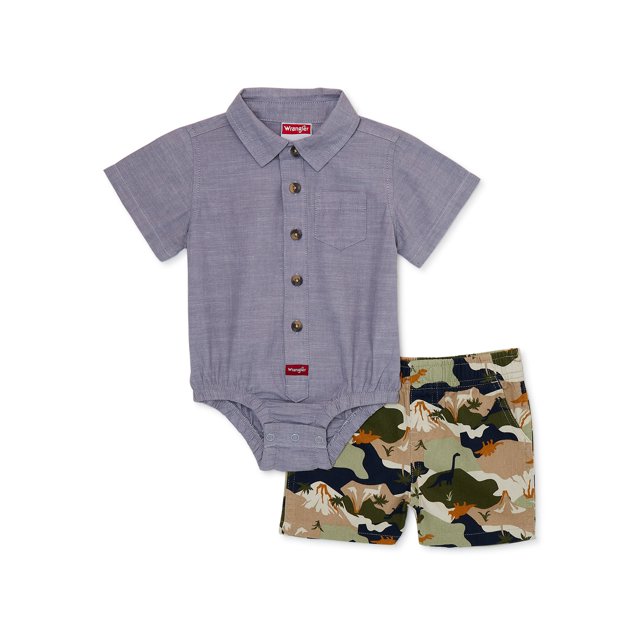 Wrangler Baby Boy Short Sleeve Bodysuit and Shorts Set, 2Piece, Sizes