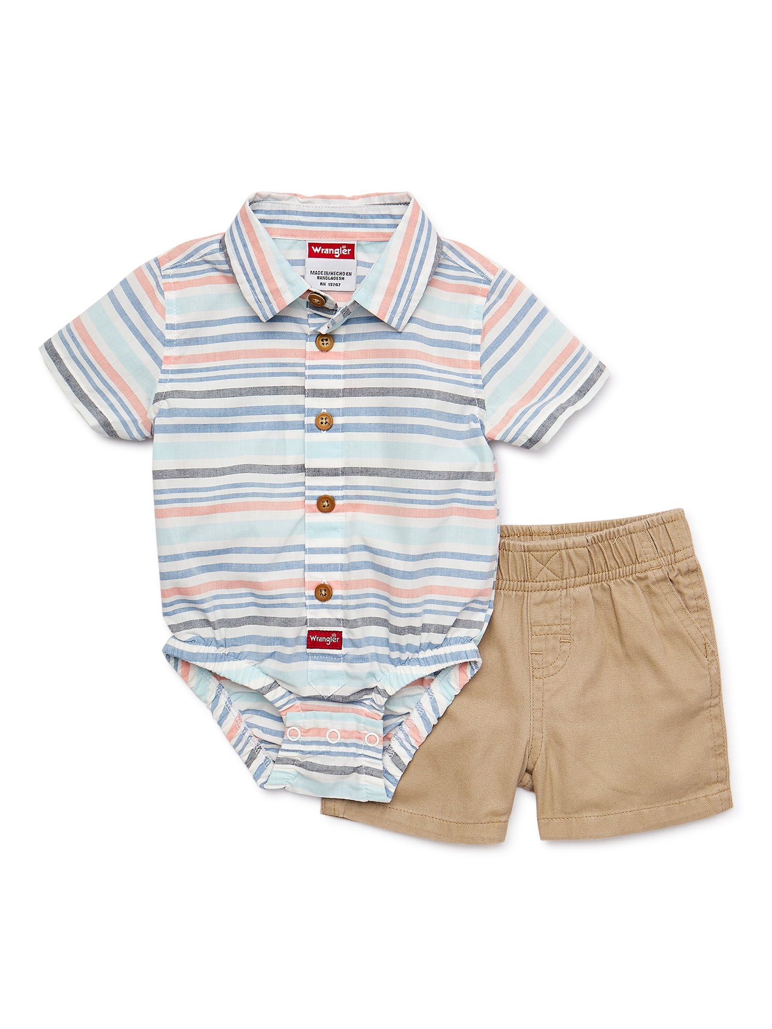 Wrangler Baby Boys Short Sleeve Bodysuit and Shorts Set, 2Piece Set