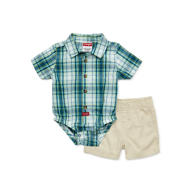 Wrangler Baby Boys Short Sleeve Bodysuit and Shorts Set, 2Piece Set