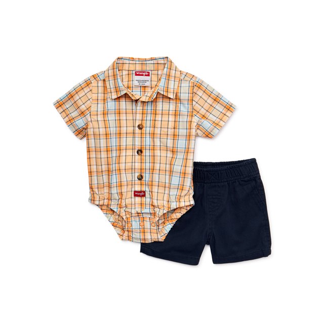 Wrangler Baby Boys Short Sleeve Bodysuit and Shorts Set, 2Piece Set