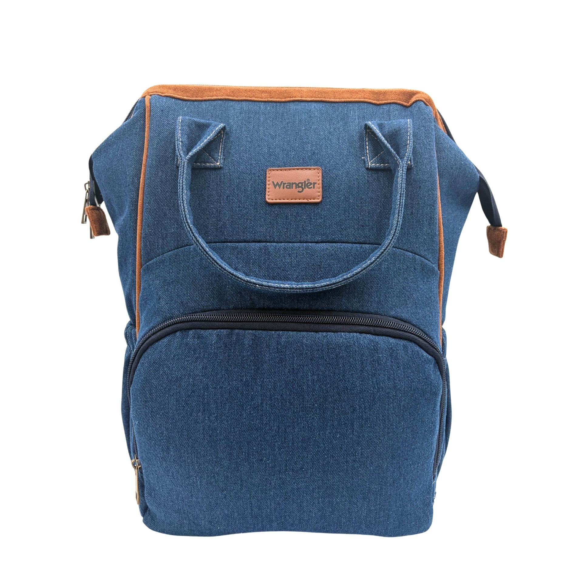 Wrangler Multifunctional Baby Diaper Backpack Bag with Insulated Pockets in Classic Denim