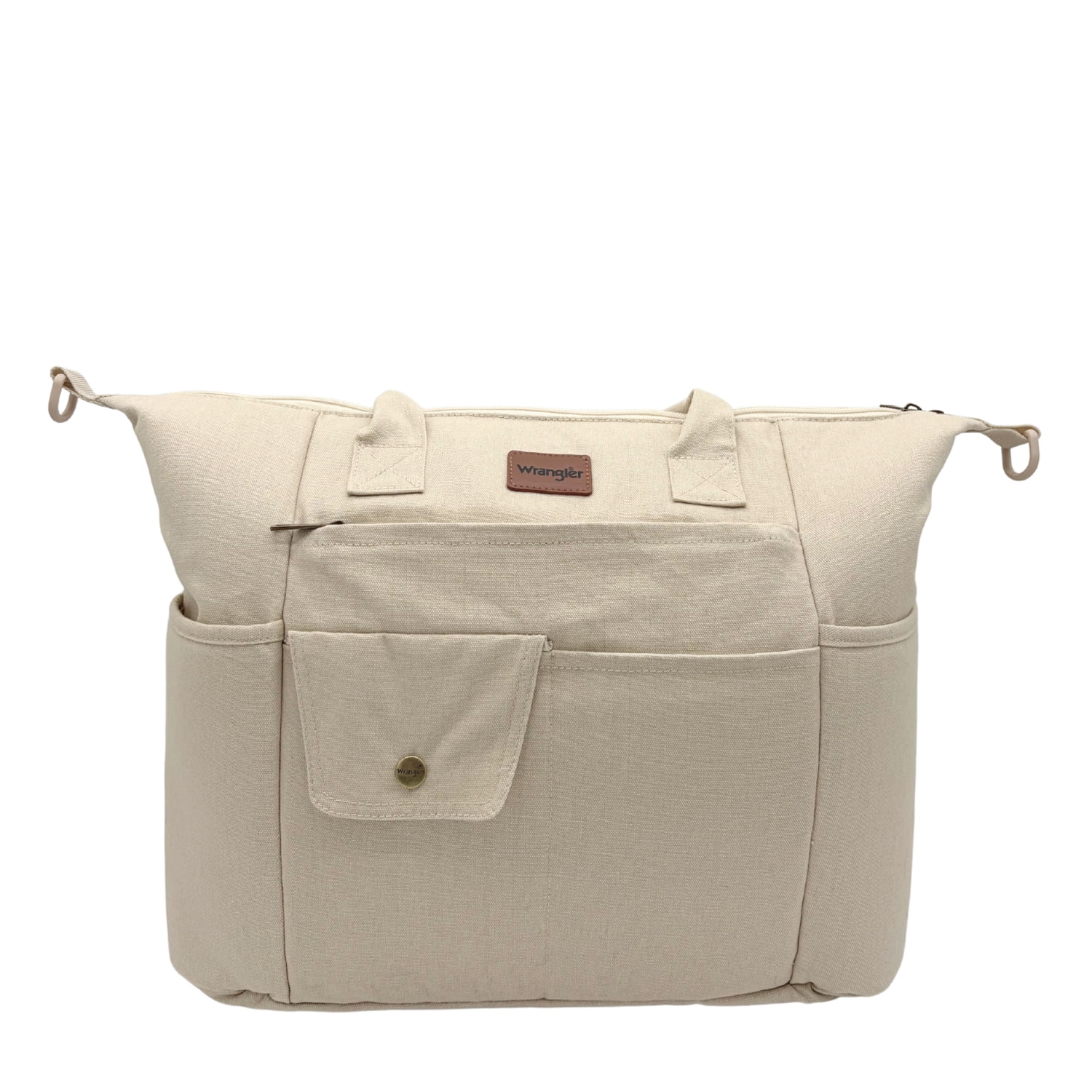 Wrangler Baby Diaper Tote Bag Canvas Multi-functional with Insulated Pockets, Silver Lining
