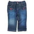 thumbnail image 1 of Infant Toddler Girls Flare Denim Jeans Hearts Pink Stitching Pants 12 Mo, 1 of 4